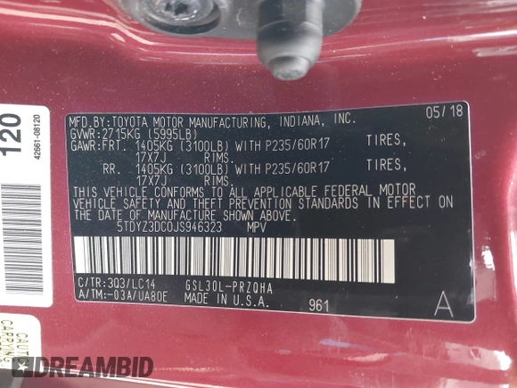 2018 Toyota Sienna XLE Auto Access Seat with VIN 5TDYZ3DC0JS946323, listed as a IAAI auction lot 41835724 with 78,959 mi miles. Bid and sale history available at carsss.com. Image 9.