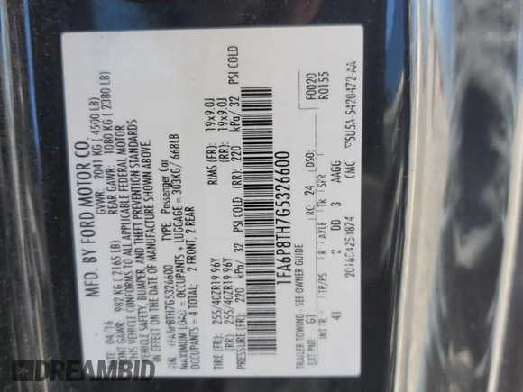 2016 Ford Mustang EcoBoost with VIN 1FA6P8TH7G5326600, listed as a Copart auction lot 49335705 with 160,746 mi miles and Salvage Title. Bid and sale history available at carsss.com. Image 12.
