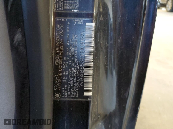 2001 BMW 3 Series 330Ci с VIN WBABS534X1JU81575, выставлен на аукционе Copart как лот 60756745 с пробегом 168 741 миль миль и На запчасти • Non repairable. История ставок и продаж доступна на DreamBid. Изображение 12.