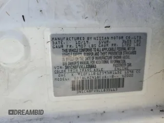 2020 Nissan Versa SR z VIN 3N1CN8FVXLL835663, wystawiony jako Copart lot #54312375 z przebiegiem 124 171 mil mil oraz Szkoda całkowita • Salvage title. Historia ofert i sprzedaży dostępna na DreamBid. Obrazek 12.