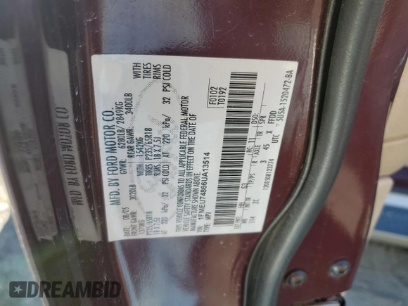 2006 Ford Explorer Eddie Bauer with VIN 1FMEU74866UA13514, listed as a Copart auction lot 47202515 with 189,493 mi miles and Clean title. Bid and sale history available at DreamBid. Image 13.