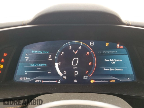 2020 Chevrolet Corvette 2LT with VIN 1G1Y72D45L5102384, listed as a Copart auction lot 87914595 with 43,153 mi miles and Salvage Title. Bid and sale history available at carsss.com. Image 9.