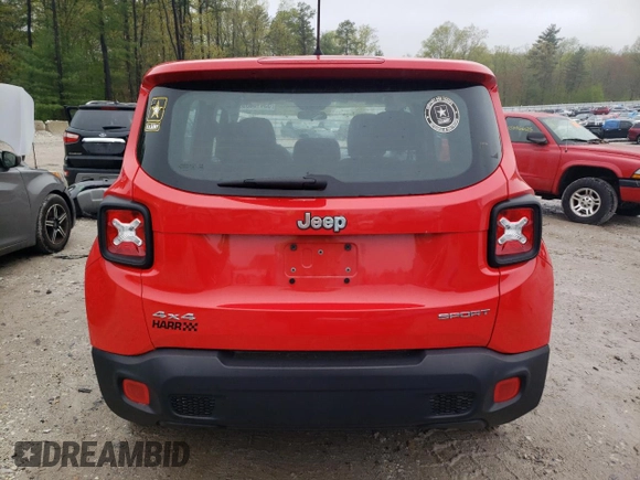 2017 Jeep Renegade Sport with VIN ZACCJBAB9HPG53518, listed as a Copart auction lot 55416835 with 116,123 mi miles and Salvage title. Bid and sale history available at DreamBid. Image 6.