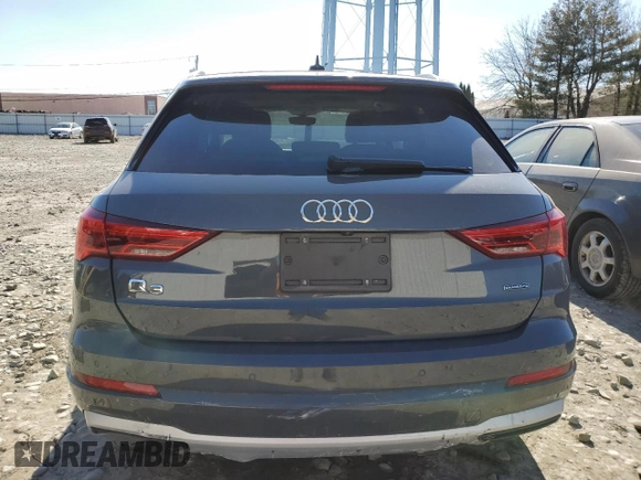 2022 Audi Q3 Premium with VIN WA1AUCF33N1020993, listed as a Copart auction lot 47046495 with 33,382 mi miles and Salvage Title. Bid and sale history available at carsss.com. Image 6.