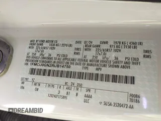 2024 Ford Escape Active с VIN 1FMCU0GN2RUB14750, выставлен на аукционе IAAI как лот 41810289 с пробегом 1 096 миль миль и . История ставок и продаж доступна на DreamBid. Изображение 9.