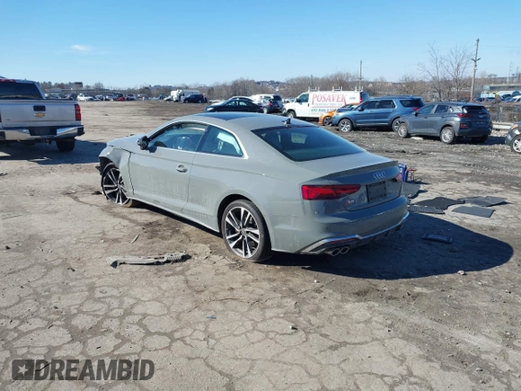 2022 Audi S5 Coupe Premium Plus with VIN WAUP4AF57NA010003, listed as a IAAI auction lot 41579995 with Not Provided miles. Bid and sale history available at carsss.com. Image 3.