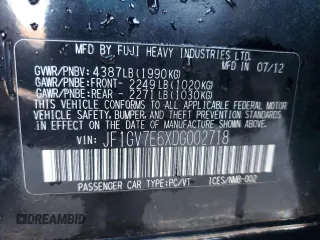 2013 Subaru Impreza Sedan WRX WRX with VIN JF1GV7E6XDG002718, listed as a Copart auction lot 88528405 with 134,495 mi miles and Salvage Title. Bid and sale history available at carsss.com. Image 12.
