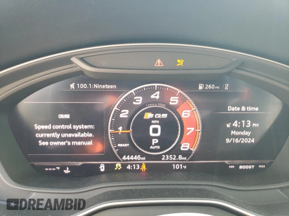 2020 Audi SQ5 Premium Plus with VIN WA1B4AFY0L2123543, listed as a Copart auction lot 71032274 with 44,446 mi miles and Salvage Title. Bid and sale history available at DreamBid. Image 9.