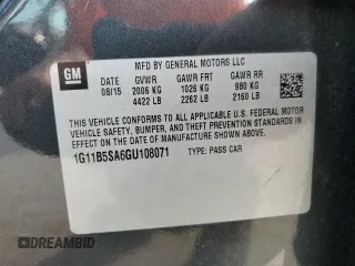 2016 Chevrolet Malibu Limited LS with VIN 1G11B5SA6GU108071, listed as a Copart auction lot 71876244 with 39,713 mi miles and Salvage Title. Bid and sale history available at carsss.com. Image 12.