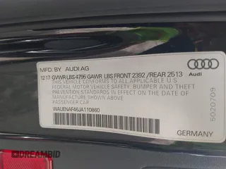 2018 Audi A4 Premium Plus с VIN WAUENAF46JA110860, выставлен на аукционе IAAI как лот 42445586 с пробегом 67 339 миль миль и . История ставок и продаж доступна на DreamBid. Изображение 9.