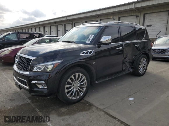 2015 Infiniti QX80 with VIN JN8AZ2NF7F9572565, listed as a Copart auction lot 58494415 with 122,609 mi miles and Salvage title. Bid and sale history available at DreamBid. Image 1.