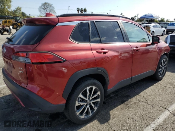 2023 Toyota Corolla Cross XLE with VIN 7MUDAABG5PV054275, listed as a Copart auction lot 54573835 with 42,003 mi miles and Salvage title. Bid and sale history available at DreamBid. Image 3.