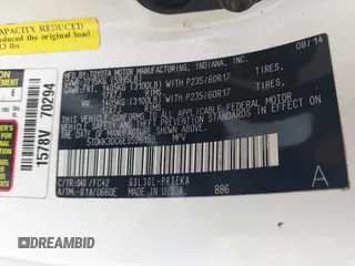 2014 Toyota Sienna LE AAS with VIN 5TDKK3DC6ES526159, listed as a IAAI auction lot 41522210 with 123,563 mi miles and . Bid and sale history available at DreamBid. Image 9.