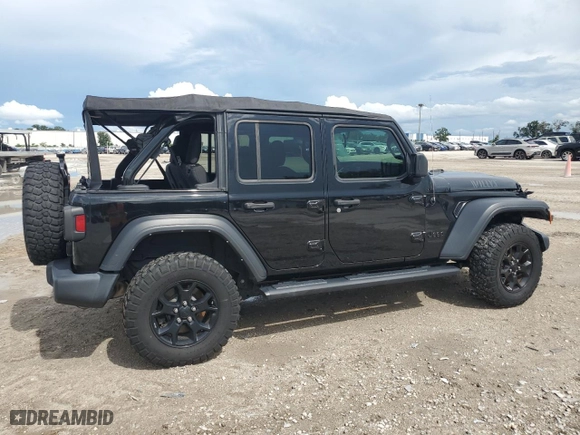 2021 Jeep Wrangler Unlimited Willys Sport with VIN 1C4HJXDN3MW681126, listed as a Copart auction lot 61303544 with 39,514 mi miles and Salvage Title. Bid and sale history available at carsss.com. Image 3.