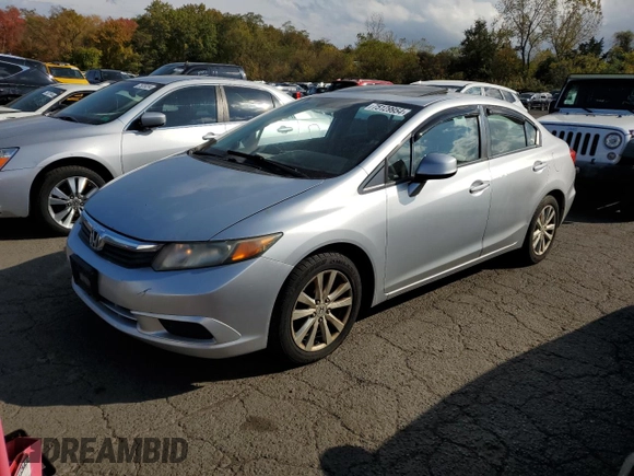 2012 Honda Civic EX with VIN 2HGFB2F88CH547273, listed as a Copart auction lot 75129954 with 206,681 mi miles and Clean Title. Bid and sale history available at DreamBid. Image 1.