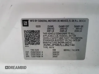 2020 Chevrolet Trax LT с VIN 3GNCJPSB7LL262744, выставлен на аукционе Copart как лот 59508605 с пробегом 117 223 миль миль и Чистый • Clean title. История ставок и продаж доступна на DreamBid. Изображение 12.