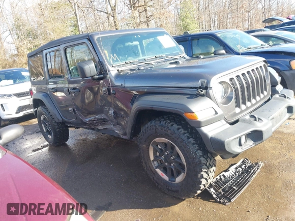 2022 Jeep Wrangler Unlimited Sport with VIN 1C4HJXDN1NW240032, listed as a IAAI auction lot 41130845 with 24,745 mi miles and . Bid and sale history available at DreamBid. Image 1.