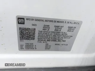 2021 GMC Terrain SLE with VIN 3GKALMEV9ML381769, listed as a IAAI auction lot 42011987 with 82,695 mi miles and . Bid and sale history available at carsss.com. Image 9.