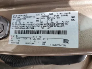 2020 Ford Escape S with VIN 1FMCU0F66LUB57604, listed as a Copart auction lot 58354665 with 58,871 mi miles and Salvage title. Bid and sale history available at DreamBid. Image 13.