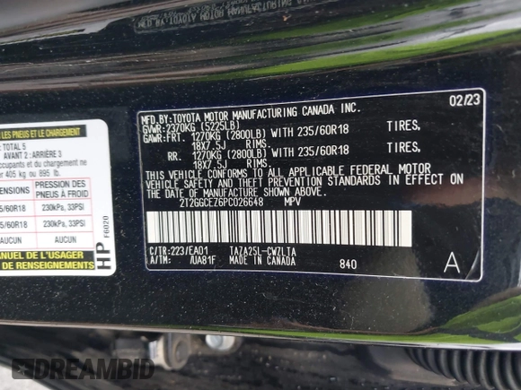 2023 Lexus NX with VIN 2T2GGCEZ6PC026648, listed as a IAAI auction lot 41991158 with 21,213 mi miles. Bid and sale history available at carsss.com. Image 9.