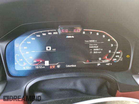 2023 BMW M4 Competition xDrive with VIN WBS43AZ0XPCM20531, listed as a Copart auction lot 79534564 with 30,508 mi miles and Salvage Title. Bid and sale history available at carsss.com. Image 9.