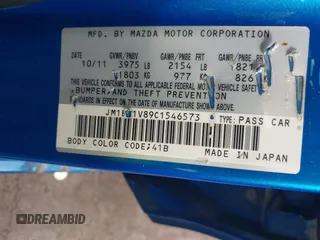 2012 Mazda 3 i Touring z VIN JM1BL1V89C1546573, wystawiony jako IAAI lot #42403158 z przebiegiem 403 813 mil mil oraz . Historia ofert i sprzedaży dostępna na DreamBid. Obrazek 9.