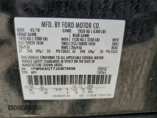 2018 Ford Explorer Sport с VIN 1FM5K8GT7JGB79558, выставлен на аукционе Copart как лот 60913215 с пробегом 136 168 миль миль и Списание • Salvage title. История ставок и продаж доступна на DreamBid. Изображение 12.