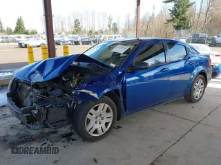 2013 Dodge Avenger SE with VIN 1C3CDZAB7DN702853, listed as a IAAI auction lot 41724956 with 1 mi miles. Bid and sale history available at carsss.com. Image 2.
