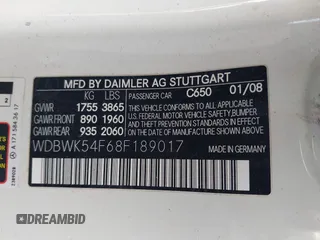 2008 Mercedes-Benz SLK 280 z VIN WDBWK54F68F189017, wystawiony jako IAAI lot #41990622 z przebiegiem 92 741 mil mil oraz . Historia ofert i sprzedaży dostępna na DreamBid. Obrazek 9.