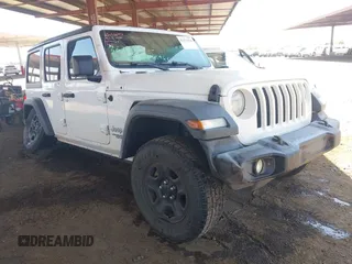 2020 Jeep Wrangler Unlimited Sport S with VIN 1C4HJXDG3LW188241, listed as a IAAI auction lot 42371324 with 86,216 mi miles and . Bid and sale history available at DreamBid. Image 1.