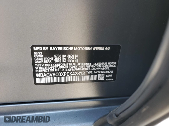 2023 BMW 8 Series M850i z VIN WBAGV8C0XPCK42813, wystawiony jako Copart lot #41823805 z przebiegiem Nie podano mil oraz Szkoda całkowita • Salvage title. Historia ofert i sprzedaży dostępna na DreamBid. Obrazek 14.