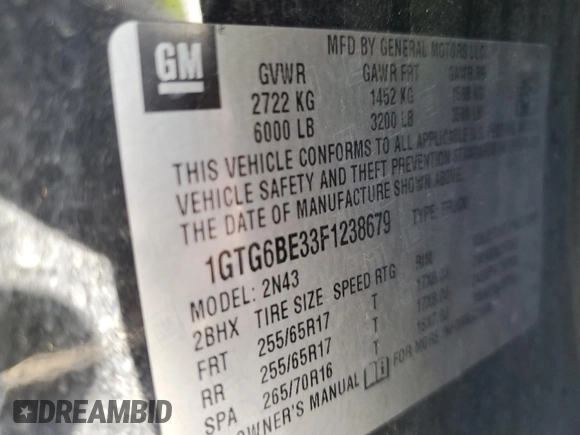 2015 GMC Canyon 4WD SLE with VIN 1GTG6BE33F1238679, listed as a Copart auction lot 78516284 with 0 mi miles and Salvage Title. Bid and sale history available at carsss.com. Image 14.