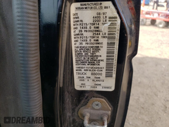 1997 Nissan Frontier XE с VIN 1N6SD11S1VC428441, выставлен на аукционе Copart как лот 58368895 с пробегом 196 892 миль миль и Чистый • Clean title. История ставок и продаж доступна на DreamBid. Изображение 12.