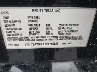 2023 Tesla Model Y Long Range with VIN 7SAYGDEE5PF766685, listed as a IAAI auction lot 41933729 with 25,959 mi miles and . Bid and sale history available at DreamBid. Image 9.