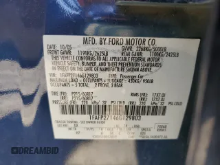 2006 Ford Five Hundred SEL with VIN 1FAFP27146G129803, listed as a Copart auction lot 59020665 with 157,821 mi miles and Clean title. Bid and sale history available at DreamBid. Image 12.