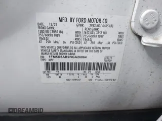2022 Ford Police Interceptor Utility z VIN 1FM5K8AB9NGA26864, wystawiony jako IAAI lot #41629292 z przebiegiem Nie podano mil oraz . Historia ofert i sprzedaży dostępna na DreamBid. Obrazek 9.