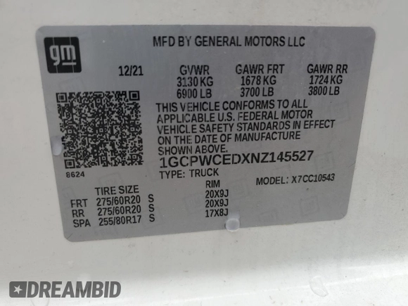 2022 Chevrolet Silverado 1500 LT with VIN 1GCPWCEDXNZ145527, listed as a Copart auction lot 47473405 with 43,995 mi miles and Salvage Title. Bid and sale history available at DreamBid. Image 13.
