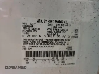 2020 Ford Edge SEL with VIN 2FMPK4J96LBA35069, listed as a Copart auction lot 59479875 with 53,716 mi miles and Non repairable. Bid and sale history available at DreamBid. Image 13.