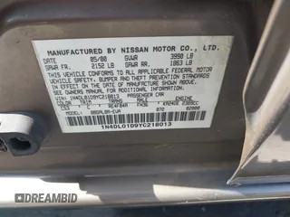 2000 Nissan Altima XE with VIN 1N4DL01D9YC218013, listed as a IAAI auction lot 39405924 with 173,861 mi miles. Bid and sale history available at carsss.com. Image 9.