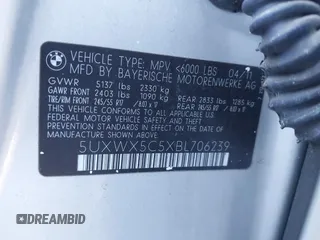2011 BMW X3 28i with VIN 5UXWX5C5XBL706239, listed as a IAAI auction lot 40258614 with 143,079 mi miles. Bid and sale history available at carsss.com. Image 9.