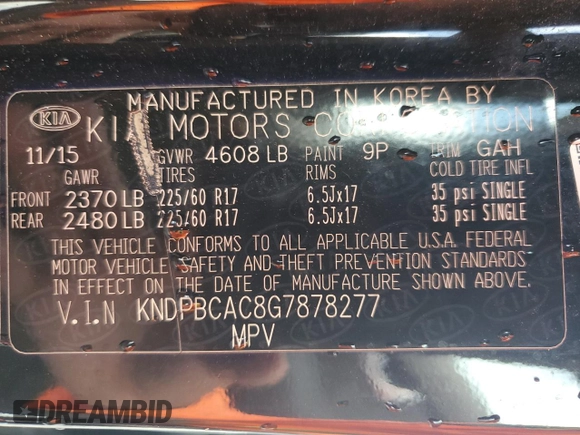 2016 Kia Sportage LX with VIN KNDPBCAC8G7878277, listed as a Copart auction lot 54618695 with 89,501 mi miles and Salvage Title. Bid and sale history available at carsss.com. Image 13.