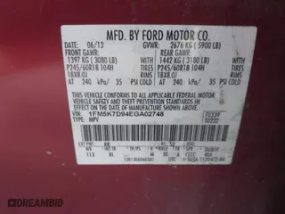 2014 Ford Explorer XLT with VIN 1FM5K7D94EGA02748, listed as a IAAI auction lot 41123742 with 246,910 mi miles. Bid and sale history available at carsss.com. Image 9.
