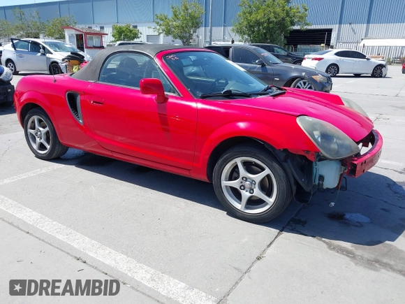 2000 Toyota MR2 z VIN JTDFR3207Y0021485, wystawiony jako IAAI lot #42281031 z przebiegiem 133 064 mil mil oraz . Historia ofert i sprzedaży dostępna na DreamBid. Obrazek 1.