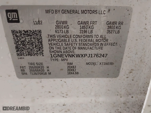 2023 Chevrolet Traverse High Country with VIN 1GNEVNKWXPJ176247, listed as a IAAI auction lot 41515012 with 69,663 mi miles. Bid and sale history available at carsss.com. Image 9.