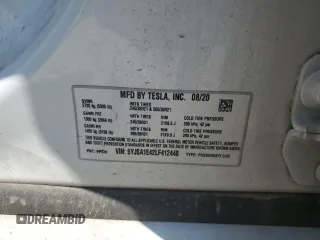 2020 Tesla Model S Performance with VIN 5YJSA1E42LF412448, listed as a Copart auction lot 64893594 with Not provided miles and Salvage title. Bid and sale history available at DreamBid. Image 12.