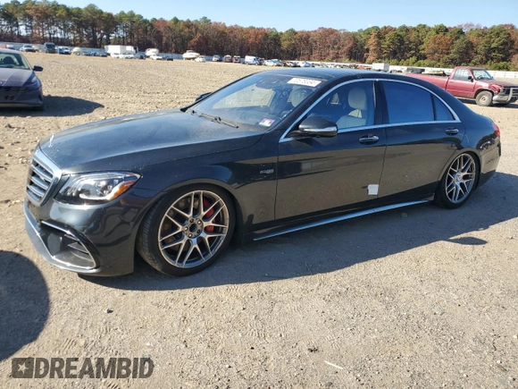 2019 Mercedes-Benz S-Class AMG S 63 with VIN WDDUG8JBXKA483818, listed as a Copart auction lot 70578034 with 55,084 mi miles and Salvage Title. Bid and sale history available at carsss.com. Image 1.