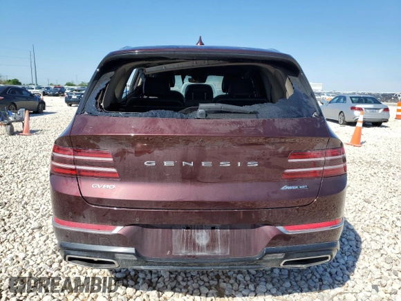 2021 Genesis GV80 with VIN KMUHCESC7MU044023, listed as a Copart auction lot 51942605 with 58,038 mi miles and Salvage title. Bid and sale history available at DreamBid. Image 6.