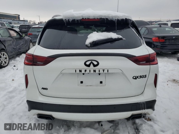 2023 Infiniti QX50 Sport with VIN 3PCAJ5FB0PF111649, listed as a Copart auction lot 87419134 with 21,612 mi miles and Salvage Title. Bid and sale history available at DreamBid. Image 6.