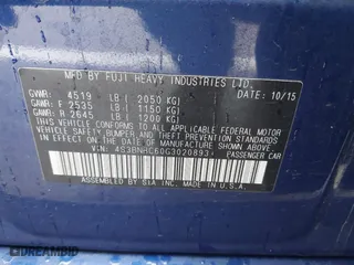 2016 Subaru Legacy 2.5i Premium with VIN 4S3BNBC60G3020893, listed as a IAAI auction lot 41665577 with 99,963 mi miles. Bid and sale history available at carsss.com. Image 9.