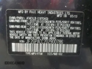 2013 Subaru Crosstrek Premium z VIN JF2GPACC2D2900786, wystawiony jako Copart lot #60411175 z przebiegiem 199 125 mil mil oraz Szkoda całkowita • Salvage title. Historia ofert i sprzedaży dostępna na DreamBid. Obrazek 13.